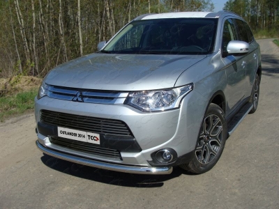 Накладка решётки радиатора верхняя 12 мм ТСС для Mitsubishi Outlander 2014-2015