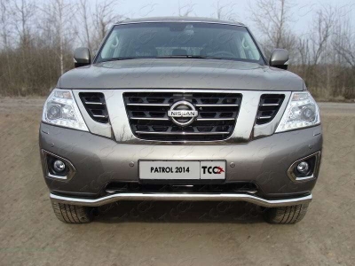 Защита переднего бампера кенгурин 60 мм ТСС для Nissan Patrol 2014-2021