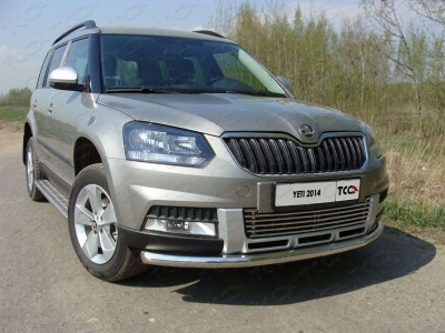 Накладка решётки радиатора 12 мм на Outdoor ТСС для Skoda Yeti 2014-2018