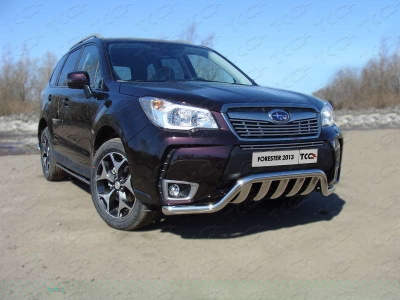 Защита передняя Кенгурятник с вставкой 60-75 мм ТСС для Subaru Forester SJ 2013-2016
