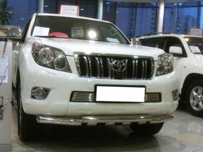 Защита переднего бампера  d-76 с доп.накладками для Toyota Land Cruiser Prado 150 2009-2013