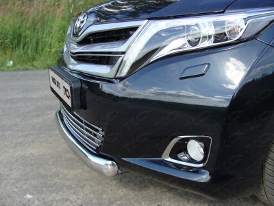 Защита переднего бампера овальная 75х42 мм ТСС для Toyota Venza 2012-2017
