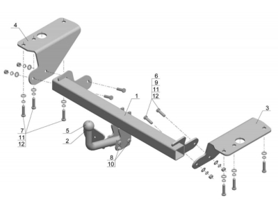 Фаркоп Avtos для Toyota Corolla 2007-2013