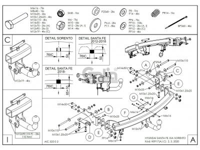 Фаркоп оцинкованный Galia шар C съемный для Hyundai Santa Fe/Kia Sorento 2012-2020
