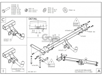 Фаркоп оцинкованный Galia шар C съемный для Land Rover Freelander 2 2006-2014