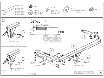 Фаркоп оцинкованный Galia шар C съемный для Opel Mokka/Chevrolet Tracker 2012-2021