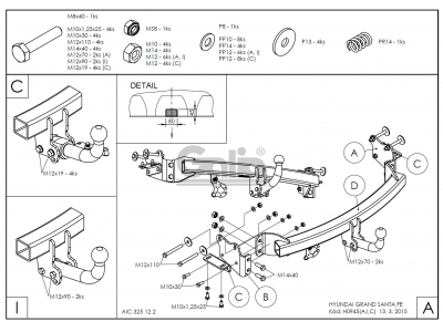 Фаркоп оцинкованный Galia шар A для Hyundai Grand Santa Fe 2014-2021