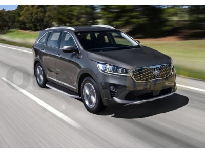 Пороги алюминиевые Rival Premium для Kia Sorento Prime 2018-2021