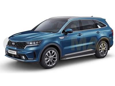 Пороги алюминиевые Rival Premium для Kia Sorento 2020-2021