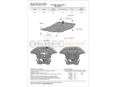 Защита картера и КПП Rival для Hyundai Palisade 2020-2021
