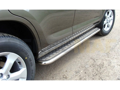 Пороги с площадкой алюминиевый лист 43 мм Технотек для Ford Maveric 2004-2007