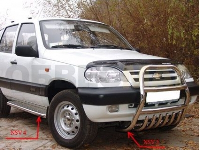 Кенгурин передний 53 мм с защитой картера для Chevrolet Niva 2002-2008