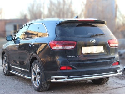 Защита задняя с уголками 60-43 мм для Kia Sorento Prime 2015-2017