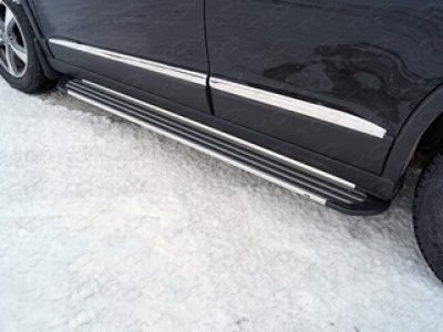 Пороги алюминиевые Slim Line Silver ТСС для Haval H6 2014-2020