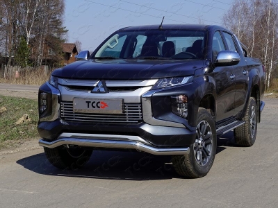 Защита переднего бампера волна 76 мм ТСС для Mitsubishi L200 2019-2021