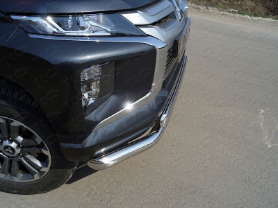 Защита передняя двойная 76-75 мм ТСС для Mitsubishi L200 2019-2021