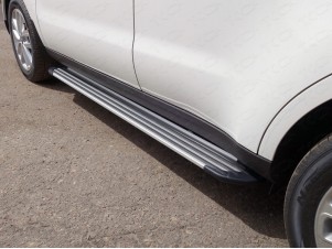 Пороги алюминиевые Slim Line Silver для Kia Soul № KIASOUL17-27S