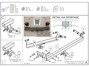 Фаркоп оцинкованный для Kia Sportage V 2022-н.в., Hyundai Tucson (Европейская сборка) 2021-н.в. быстросъемное крепление шара №H109C