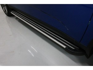 Пороги алюминиевые Slim Line Silver для Kia Soul № KIASOUL19-15S