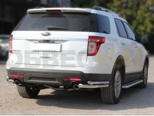 Защита задняя уголки двойные 60-43 мм для Ford Explorer № FE2013_3.1