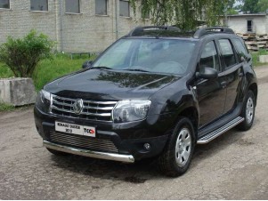 Защита передняя овальная короткая 75х42 мм для Renault Duster № RENDUST12-03