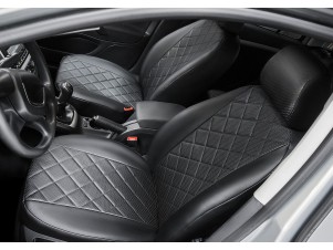 Чехлы Rival экокожа черные Ромб на спинку 40/60 для Chevrolet Lacetti/Ravon Gentra № SC.1003.2