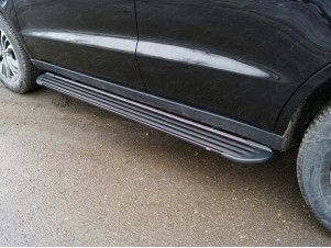 Пороги алюминиевые Slim Line Black для Geely Emgrand X7 № GEELEMGX718-22B
