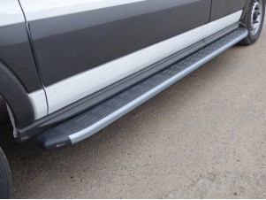 Порог алюминиевый ТСС с накладкой левый серебристый 2220 мм для Ford Transit FWD L2 № FORTRAN16-18SL