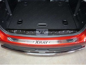 Накладка на задний бампер лист шлифованный надписьXRay для Lada XRay № LADXRAY16-09