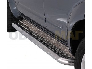 Пороги с площадкой алюминиевый лист 76 мм для Double Cab для Toyota Tundra № TTU14_2.3