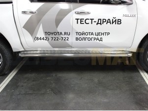 Пороги с площадкой алюминиевый лист 60 мм для Toyota Fortuner № TF17_2