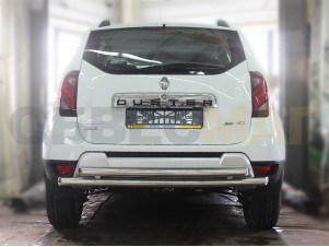 Защита заднего бампера двойная 60-53 мм без фаркопа для Renault Duster № RD_3.2