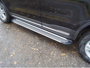 Пороги алюминиевые Slim Line Silver для Geely Atlas № GEELEATL18-37S